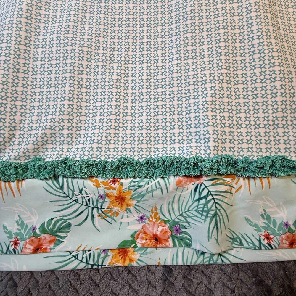 Cabana Life Women Sleeveless Tunic Dress Large Aqua Floral Beach Resort Pockets - Picture 7 of 9